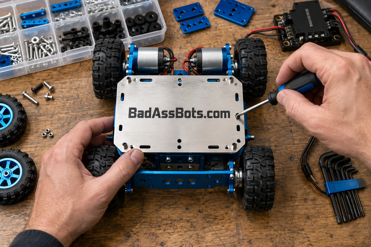 A robotics brand for hands-on builders, with BadAssBots.com branding