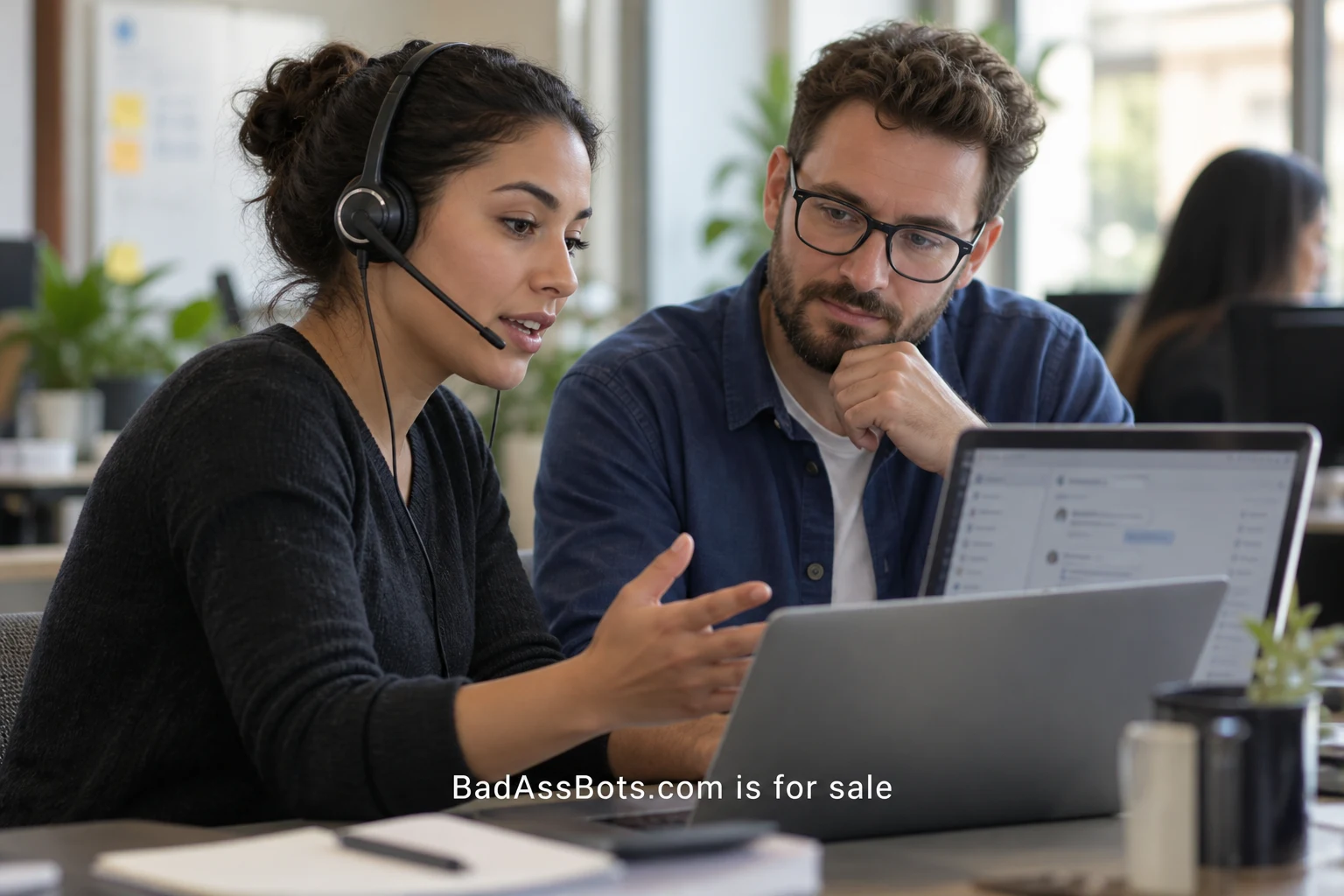 Give your bot a useful human handoff; BadAssBots.com is for sale watermark
